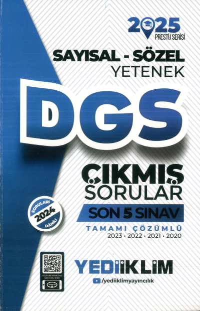 2025 DGS Sayısal-Sözel Yetenek Tamamı Çözümlü Son 5 Sınav Çıkmış Sorular Yediiklim Yayınları Zeta Fotokopi