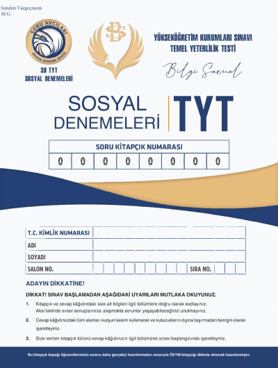 TYT Sosyal Denemeleri Bilgi Sarmal Limon Fotokopi